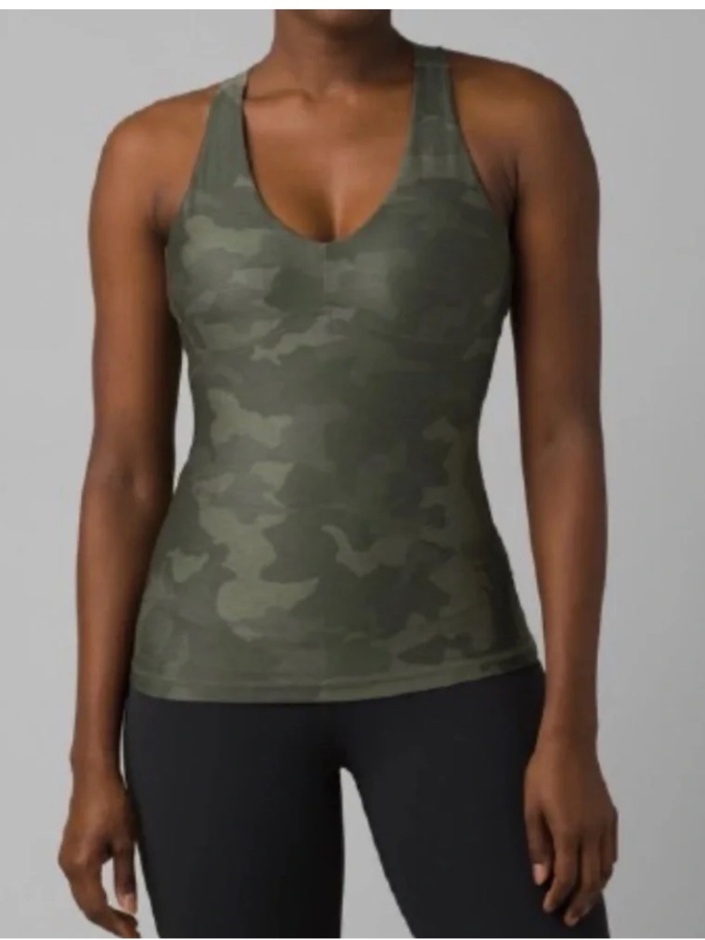 Prana Layna bra tank Olive Camo V-Neck Women’s Size Large